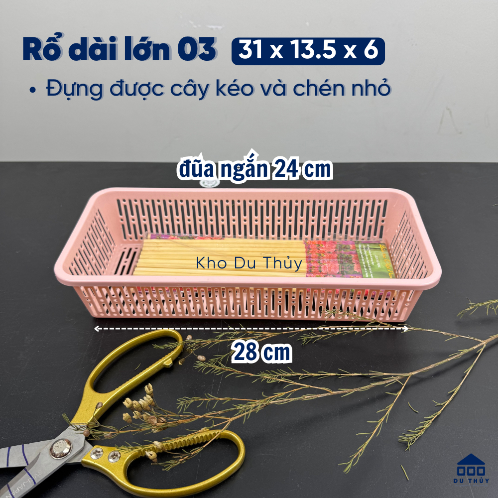 Rổ nhựa chữ nhật dài nhiều màu đựng bút viết, đựng vật dụng dài nhiều màu với 4 kích thước, nhựa pp | BigBuy360 - bigbuy360.vn