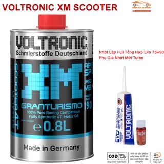  Dầu Nhớt Cho Xe Tay Ga Voltronic XM Scooter Kèm 1 Tuýp Láp Full Tổng Hợp Voltronic Evo 75w90 và 1 Phụ Gia Nhớt Mới Turbo 