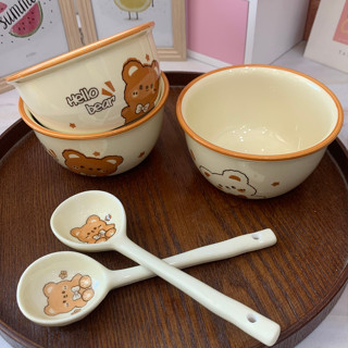  Bộ 2 Chén Sứ Hình Couple Heo Hồng Cute và Bò Sữa Đáng Yêu Tặng Kèm 2 Muỗng Sứ Cao Cấp 