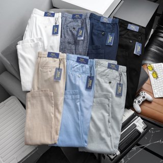 Quần dài nam POLO vải linen tưng hàng xuất xịn, Quần đũi nam cao cấp chuẩn hãng đứng form Regular lưng bán thun co giãn