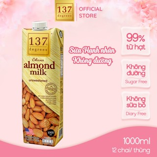 [HỘP 1 LÍT] Sữa Hạt Hạnh Nhân Nguyên Chất 137 DEGREES Không Ngọt (Không Đường) Healthy Dinh Dưỡng Thái Lan
