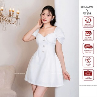 Váy đầm thiết kế cao cấp trắng cổ rộng trễ sang trọng [ Ảnh thật] The Shilla-SCM.C52B35.58C6PK(SA25)