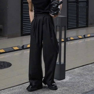 Quần Vải Ống Rộng Xếp Ly Out.3r S09, Cạp Cao, Form Unisex, Wide-leg Pants, Vải Âu Nhập Khẩu, Có Dây Rút Màu Xám