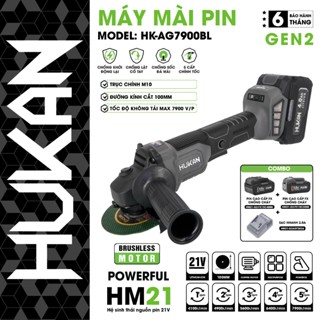 Máy mài pin HUKAN HK-AG7900BL, 5 Mức Tốc Độ, Chống khởi động lại, Chống lật cổ tay, Chống sốc đá
