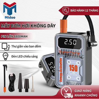 Bơm lốp xe hơi đa năng mini công suất 120W áp suất 150 PSI cầm tay không dây/ có dây nhỏ gọn