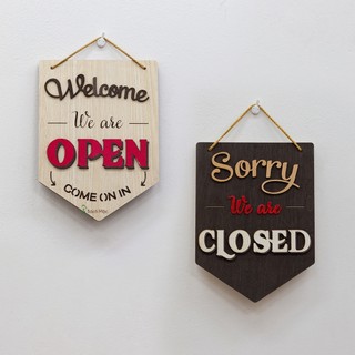 Bảng gỗ Open Close vát 2 mặt