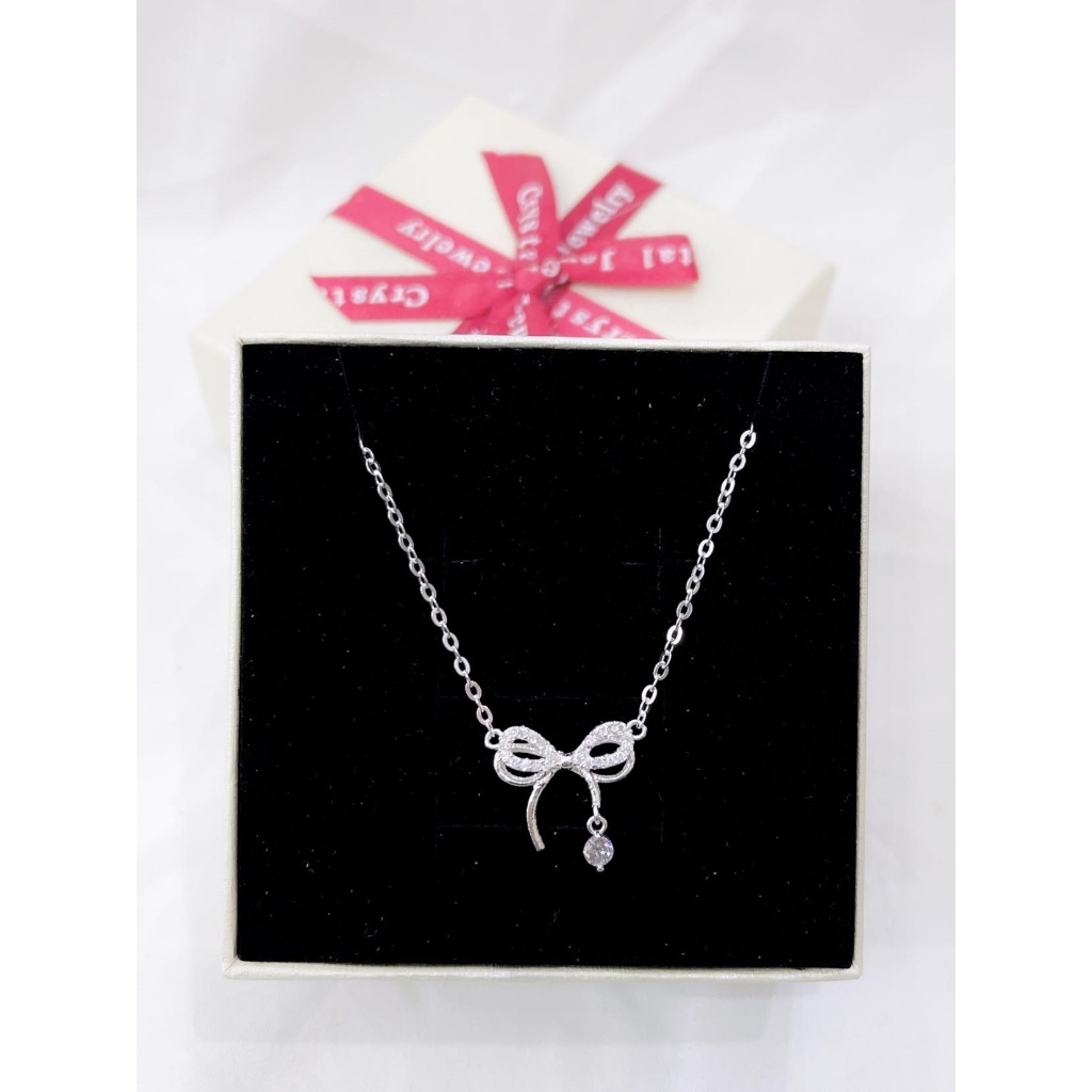 Dây chuyền nữ bạc ta dây chuyền nơ đá dẽ thương