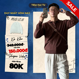 Áo POLO LEN TIỆM HẢI TÚ áo Len Lông Cừu Cao cấp mềm mịn không ngứa, áo polo dài tay nam - PLDT