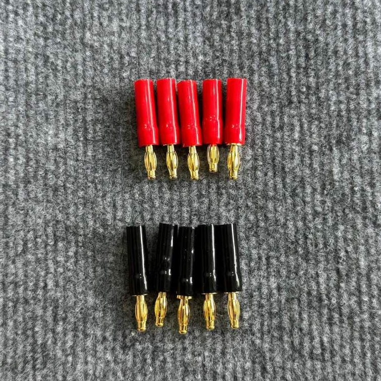 Jack Cắm Loa, Jack Bắp Chuối Đỏ Đen Chân Đồng, Giá 1 Cặp.