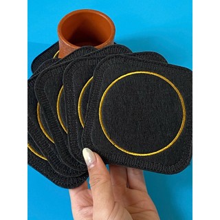 Bộ 6 chiếc lót ly bằng vải nỉ, lót cốc vải nỉ hình vuông kích thước 10cm