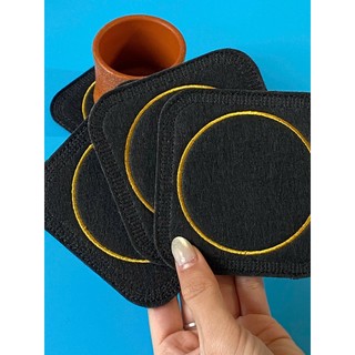 Bộ 6 chiếc lót ly bằng vải nỉ, lót cốc vải nỉ hình vuông kích thước 10cm