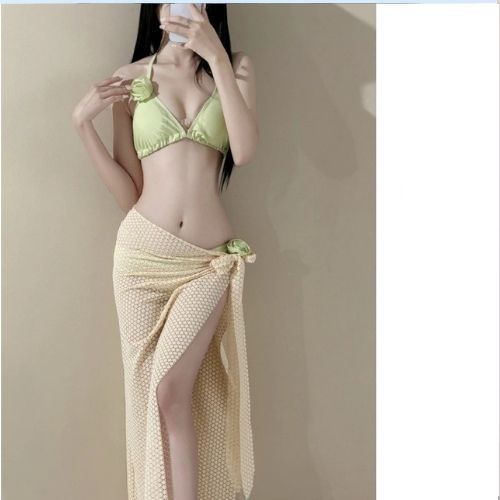 Ms 081 BIKINI Tam giác đính hoa, phối khăn quấn ren dài hàng QC cao cấp, hai màu HÀ BIKINI | BigBuy360 - bigbuy360.vn