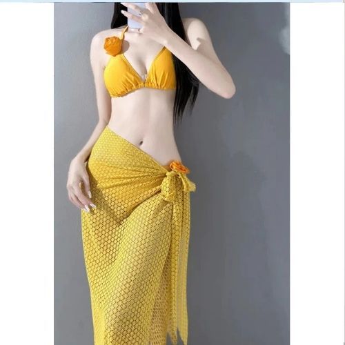 Ms 081 BIKINI Tam giác đính hoa, phối khăn quấn ren dài hàng QC cao cấp, hai màu HÀ BIKINI | BigBuy360 - bigbuy360.vn