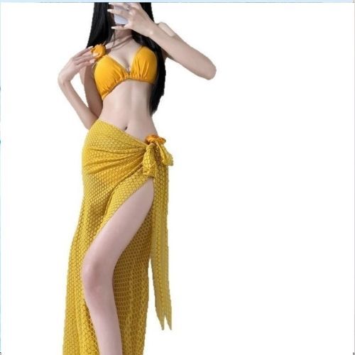 Ms 081 BIKINI Tam giác đính hoa, phối khăn quấn ren dài hàng QC cao cấp, hai màu HÀ BIKINI | BigBuy360 - bigbuy360.vn