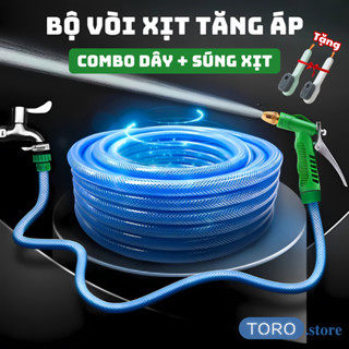 Bộ Vòi Xịt Tăng Áp Rửa Xe TORO Dây Vòi Tưới Cây, Dọn Dẹp Rửa Sân 8 Chế Độ Xịt Kèm Vòi Phun Tự Động