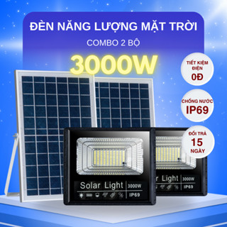  COMBO 2 BỘ ĐÈN NĂNG LƯỢNG MẶT TRỜI 3000W - VỎ NHỰA ABS Đèn sáng không tốn điện độ sáng 6-8 tiếng. Chống nước IP69 