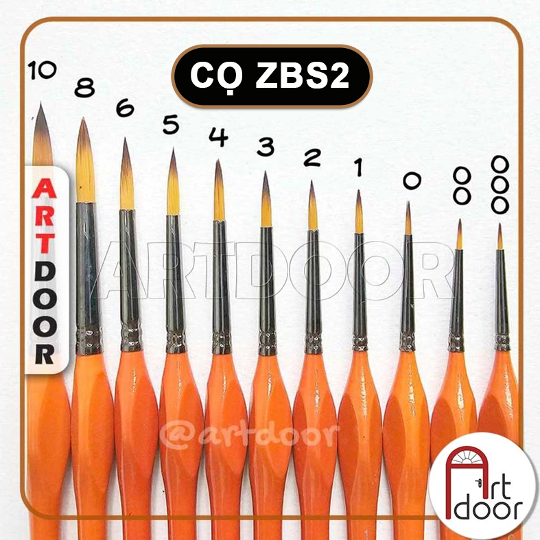 [ARTDOOR] Cọ vẽ đầu tròn HAND (ZBS2), ARTPOWER (ZBS2) học vẽ trang trí màu nước, pentel poster, gouache