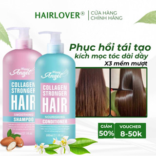 Dầu gội cặp thơm lâu mượt tóc hương nước hoa nữ HAPPY ANGEL Collagen stronger hair chính hãng