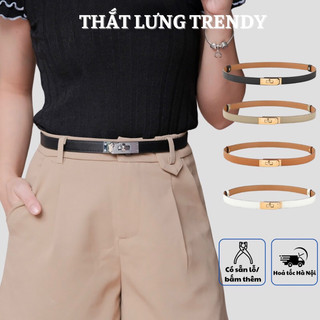  Thắt lưng HM da pu thanh lịch khoá tròn TL040 - Đai váy bản nhỏ H xinh sang chảnh 