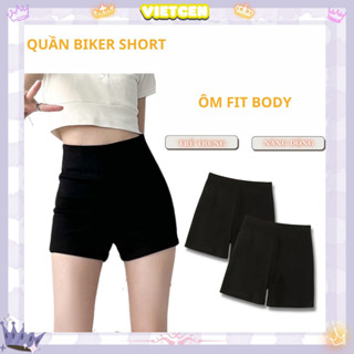 Quần Đùi Biker Short Dance Ngắn Ôm Fit Body Tập Gym Yoga Đạp Xe Chạy Bộ Thể Thao Vải Co Dãn Thấm Hút Mồ Hôi Màu Đen