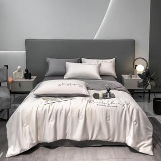  Bộ chăn ga gối phi Lụa Basic M2T BEDDING Chăn chần bông hè mỏng ga giường và 2 vỏ gối nằm 