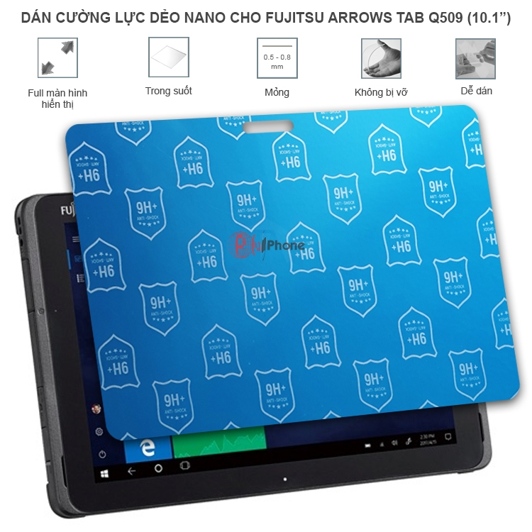 Dán cường lực dẻo nano trong hoặc nhám cho Fujitsu Arrows Tab Q509 (10.1 inch)