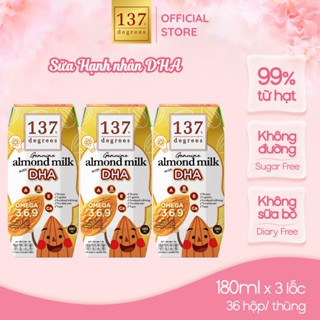 [COMBO 5 LỐC 180ML] Sữa hạt hạnh nhân DHA 137 Degrees 180ml (Lốc 3 hộp)