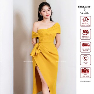 Váy đầm thiết kế cao cấp màu vàng trễ vai sang trọng [ Ảnh thật ] The Shilla-SCG.E42B50.58C8.M2
