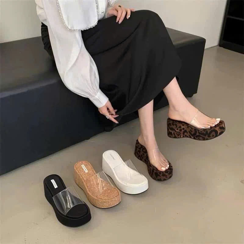 NS2 Dép Xuồng Nữ Quai Mica Trong đế uốn Cao 7 cm - Bonita Shoes BM260
