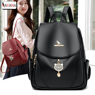 Balo Nữ Chất Liệu Da PU Hoạ Tiết Mặt Mèo Đáng Yêu Phù Hợp Đi Học, Đi Chơi HAVANA BAG B0026