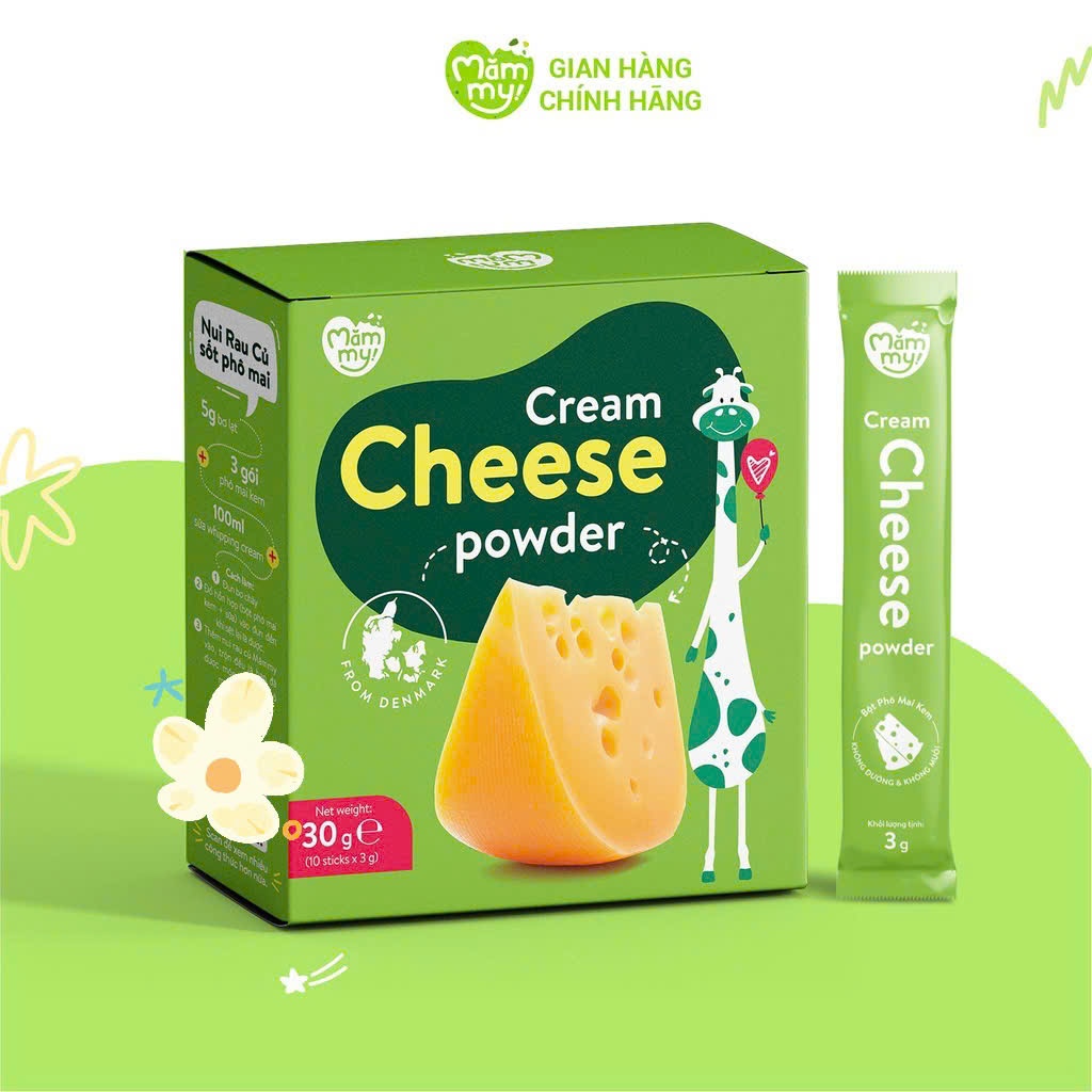 (Chính Hãng) Phô mai kem Mămmy dạng bột rắc cơm, cháo cho bé ăn dặm, hộp 10 gói (3g/gói)