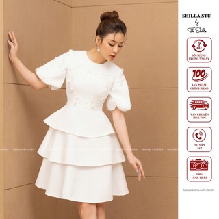 Váy thiết kế cao cấp màu trắng thêu hoa nổi sang trọng [ Có video + Ảnh thật ] The Shilla – N51C60.67D7.LIM.T2.V90T27 TR