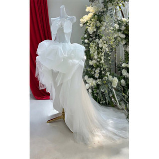 Váy yếm tà dài sau