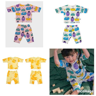 Bộ lửng,bộ quần áo chất cotton giấy thoáng mát cho bé trai bé gái hàng xuất Hàn