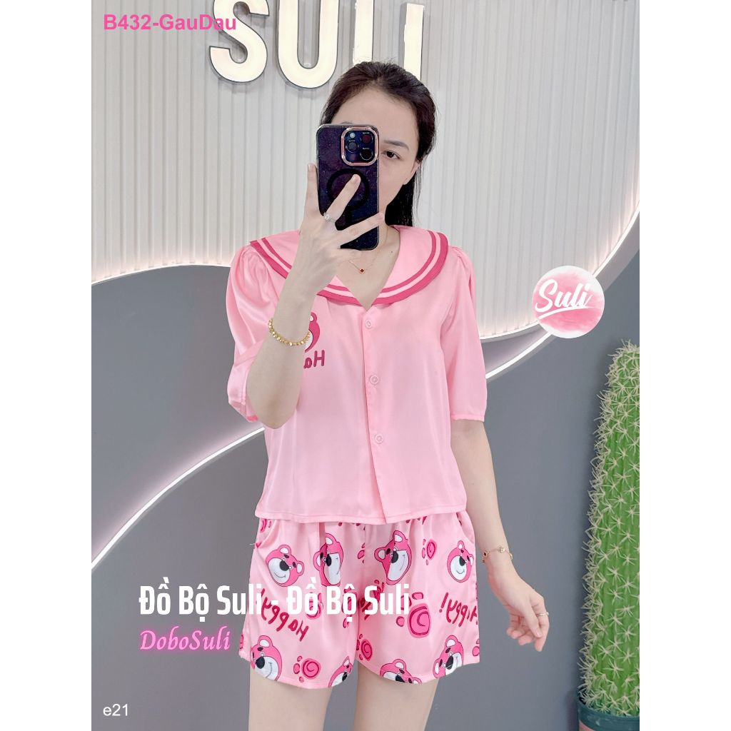 Bộ Đùi Cổ Tròn Lụa Latin B432 - Đồ Bộ Suli