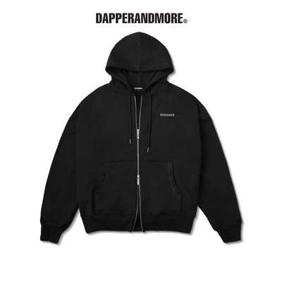 Áo Khoác Hoodie DAPPERANDMORE "METAL ZIPPED HOODIE" Vải Nỉ Chân Cua 100% Cotton Phối Tag Kim Loại - Black
