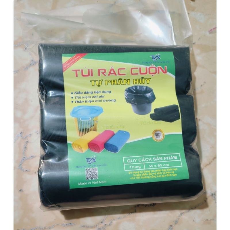 Set 3 cuộn túi đựng rác đen 55x65cm