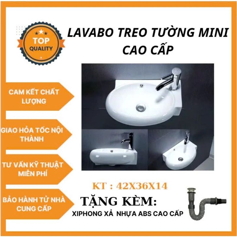 Lavabo sứ treo tường mini cao cấp