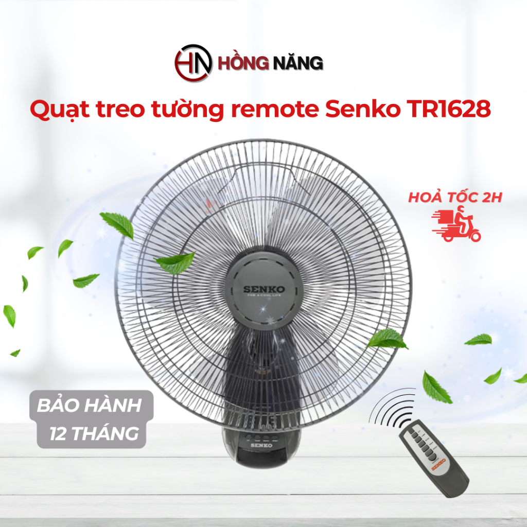 Quạt Treo Tường Senko TR1628 3 Cánh 47W Có Remote - Chính Hãng, Hẹn Giờ, Tiết Kiệm Điện