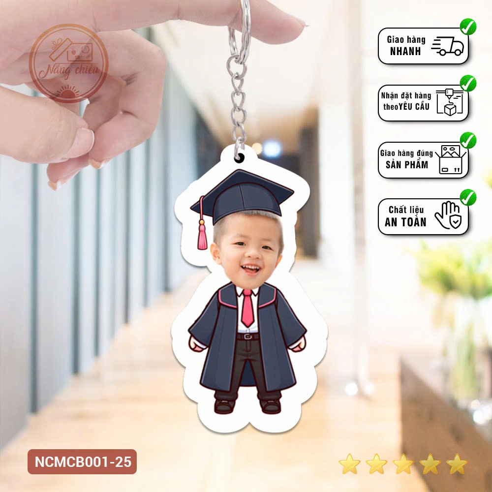 Móc khóa đáng yêu ghép mặt bé cưng -  Nắng Chiều - Móc ghép mặt chibi