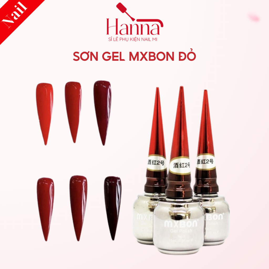 Sơn gel tone đỏ Mxbon, HN GEL- chọn lẻ mầu [Nail mi Hanna]