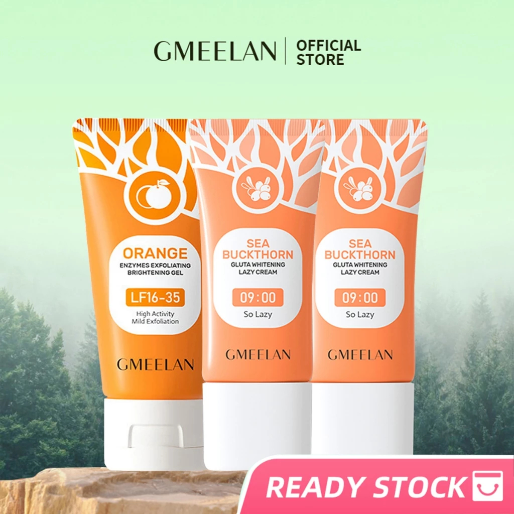 GMEELAN 3PCS Làm Trắng Da Toàn Thân Làm Sạch Da Mặt Tẩy Tế Bào Chết mặt 50g + Kem Lười Nâng tone sán