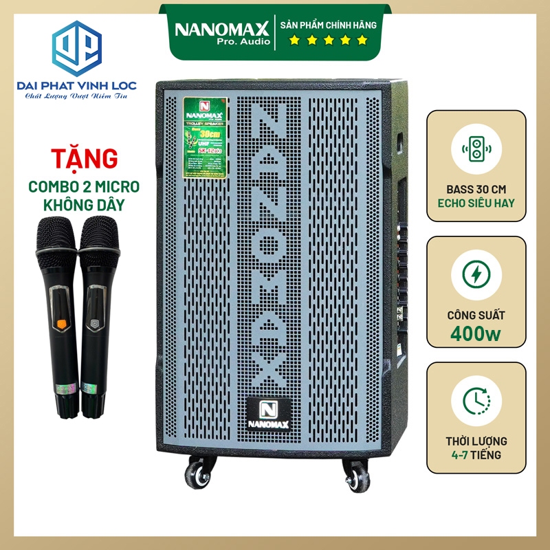 Loa Kéo Nanomax SK-12X5 400W Bass 30cm New 2025 Tặng 2 Micro Chống Hú Cao Cấp | BigBuy360 - bigbuy360.vn