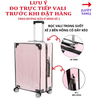 Bọc vali trong suốt xẻ hai bên hông có dây kéo chống trầy xước, chống nước du lịch tiện lợi