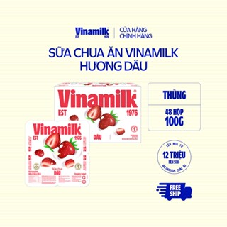 [CHỈ GIAO HCM+HN] Sữa chua ăn hương dâu Vinamilk - Thùng 48 hộp 100g