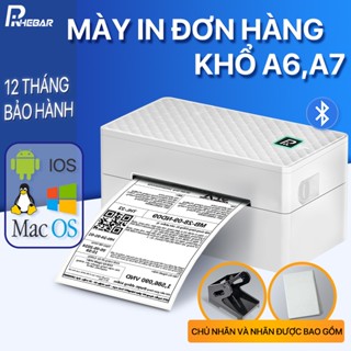 Máy in nhiệt A6 in đơn hàng, mã vạch, phiếu gửi hàng, logo có sẵn lớp keo tự dính,40-108MM