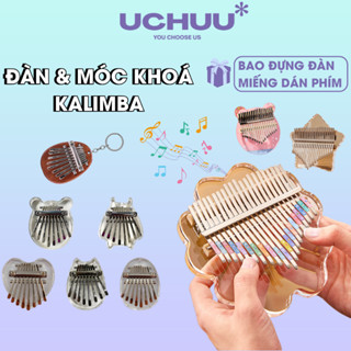 [Tặng Túi] Đàn Móc Khoá Kalimba UCHUU Dây Chuyền Vòng Cổ Keyring 7 17 Phím, Gỗ Pha Lê Trong Suốt