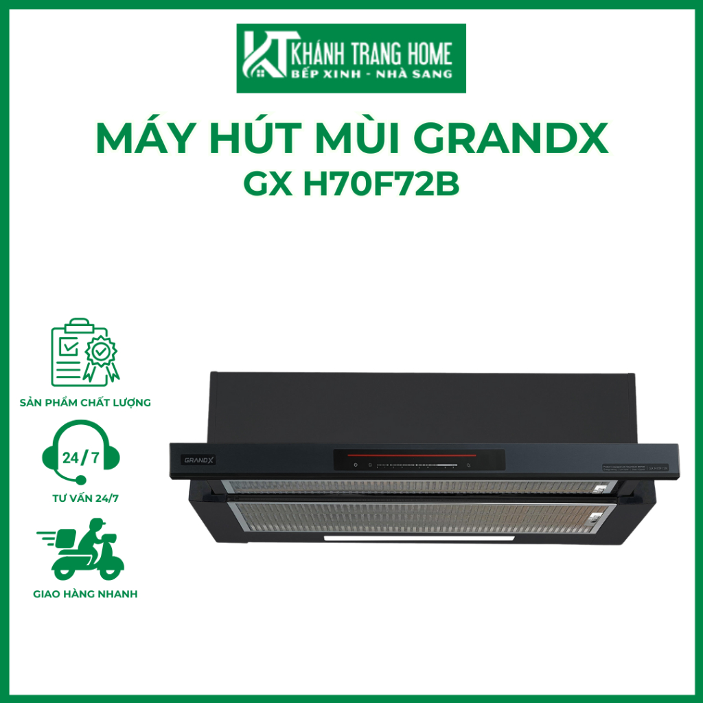 Hút mùi GRANDX GX H70F72B xuất xứ Malaysia trang bị hệ thống lọc hút mùi hiệu quả - Khánh Trang Home