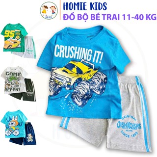 Đồ bộ cộc tay cho bé trai size đại 11-40 kg set quần áo trẻ em thun cotton mềm nhiều hình in cool ngầu đẹp Homie Kids