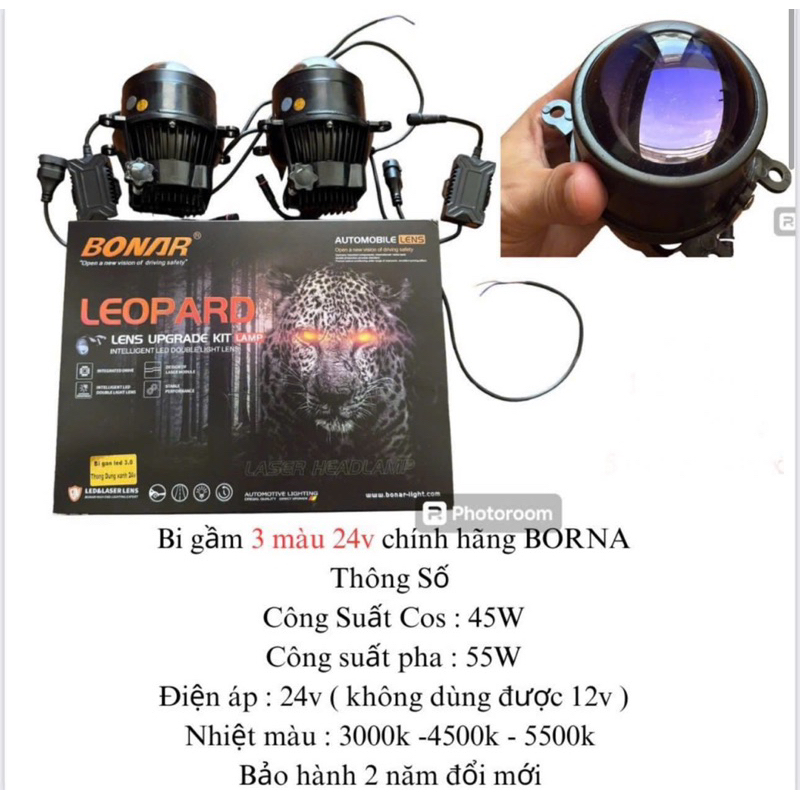 Bi gầm LED BONAR Đèn Led Bi Cầu 3 inch Lúp Xanh Sáng Mạnh, Đèn Bi Led Ô Tô bi gầm ô tô Bi led gầm 3 